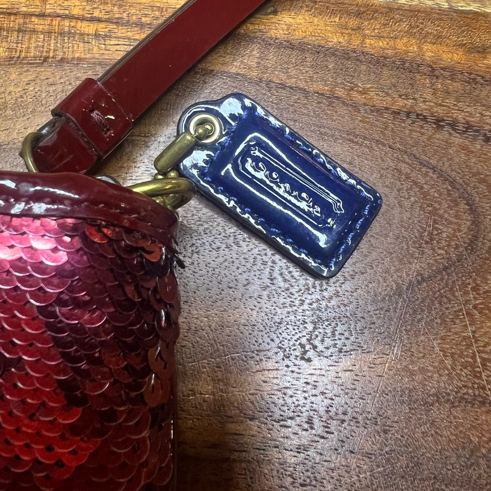 Coach Burgundy Sequin Clutch - Picture 3 of 4